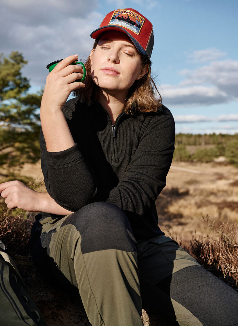 Trui van viscose met hoge hals en ritssluiting, Black, Image image number 0