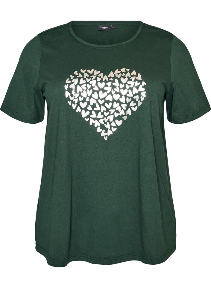 T-shirt met motief, Groen, Packshot image number 0