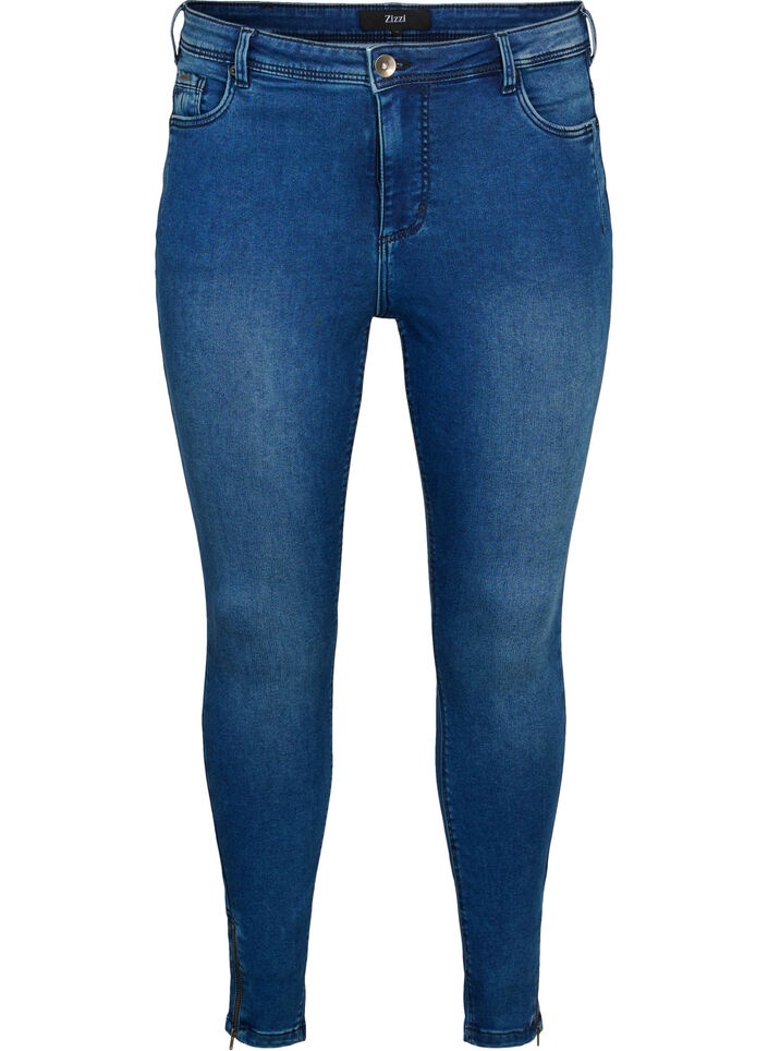 Cropped Amy jeans met rits, Blauw, Packshot image number 0