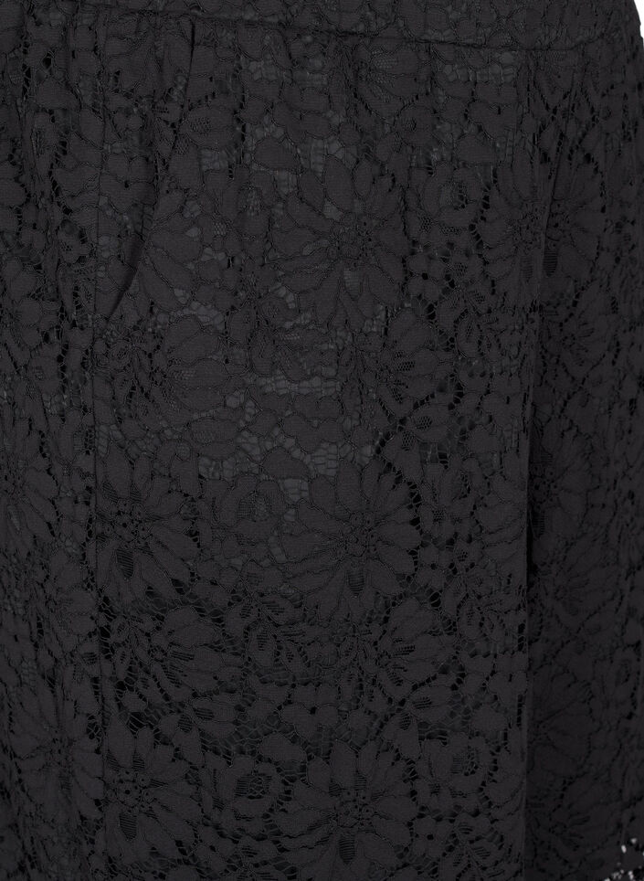 Kanten broek met hoge taille en zakken, Zwart, Packshot image number 2