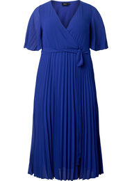 Geplooide midi jurk met korte mouwen, Clematis Blue