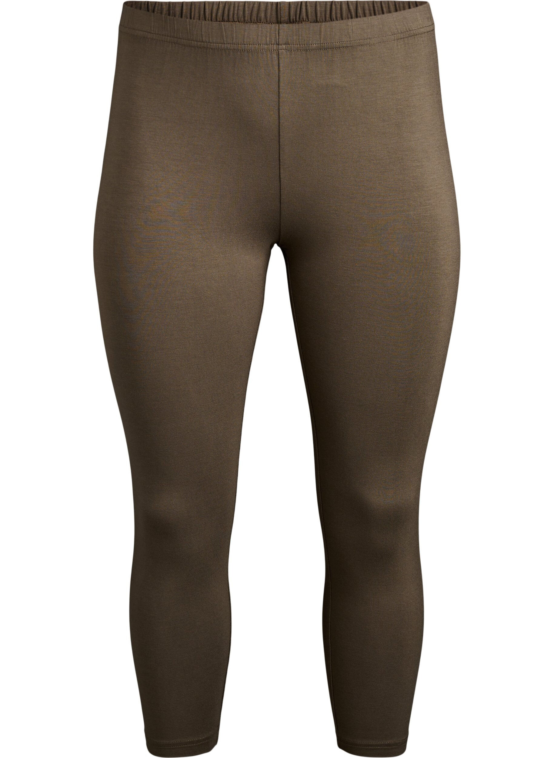 Zizzi Basic 3/4-legging in viscose, Groen, Packshot image number 0