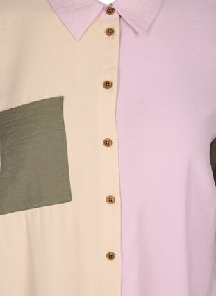 Color-block blouse van viscosemix, Pink Blocking, Packshot image number 3