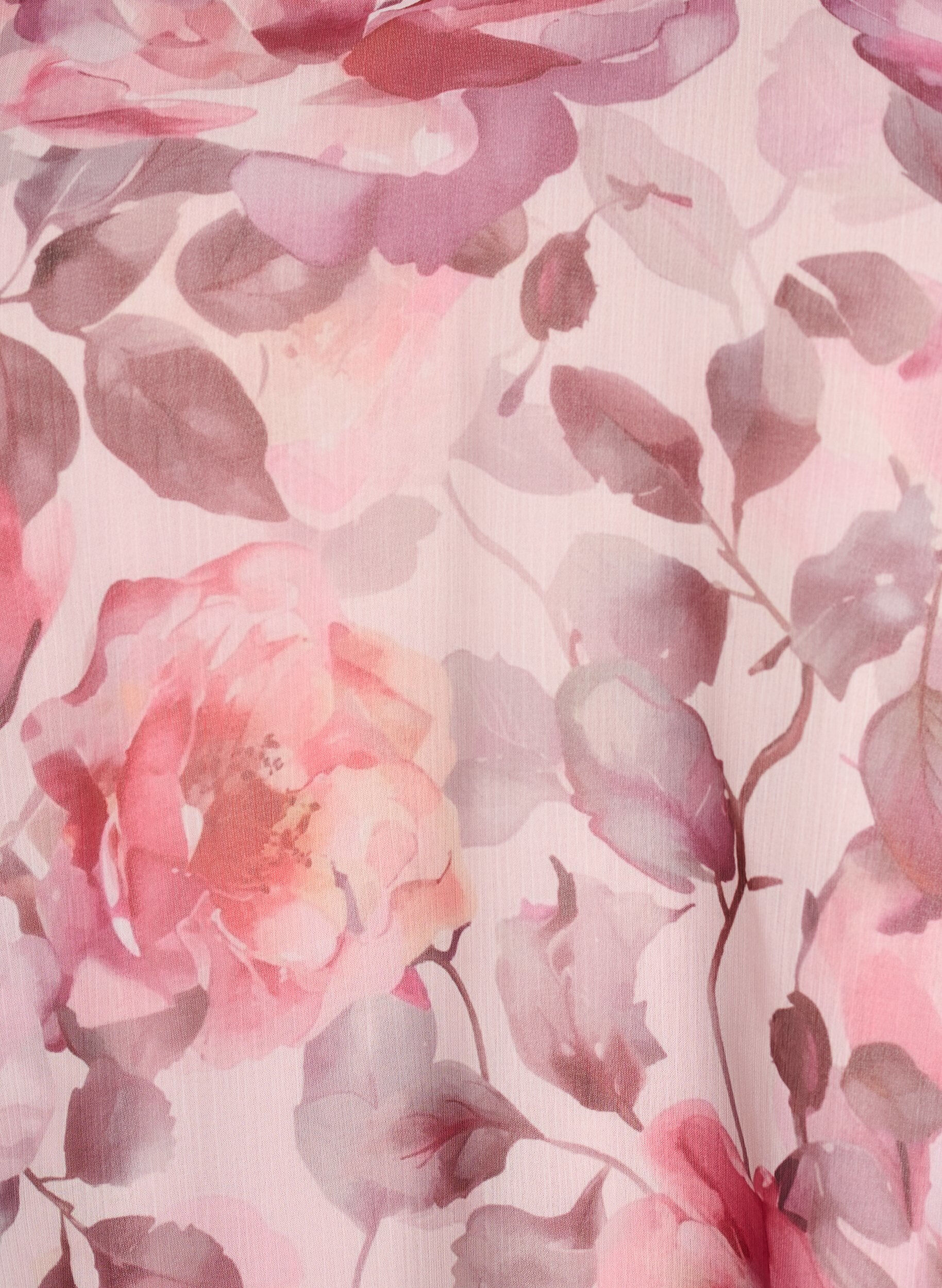 Zizzi Blouse met bloemenprint, V-hals en ruches mouwen, Roze, Packshot image number 2