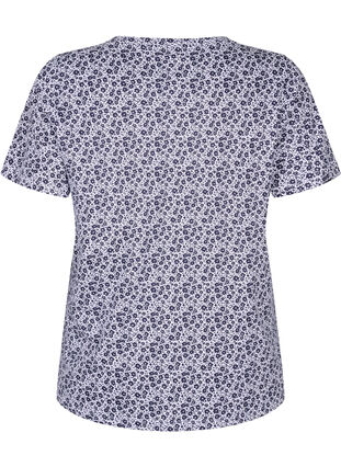 Gebloemd katoenen t-shirt met v-hals, Night Sky AOP, Packshot image number 1