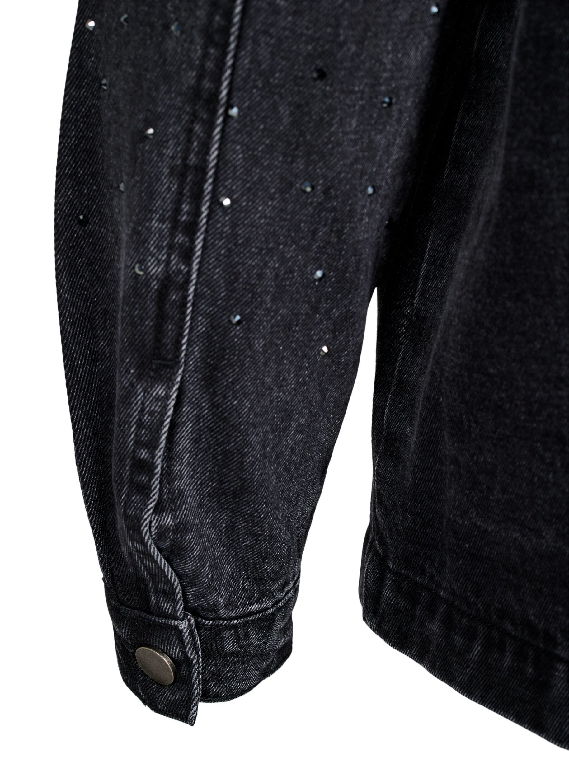 Zizzi Denimjas met rhinestones en grote zakken aan de voorkant, Grijs, Packshot image number 4