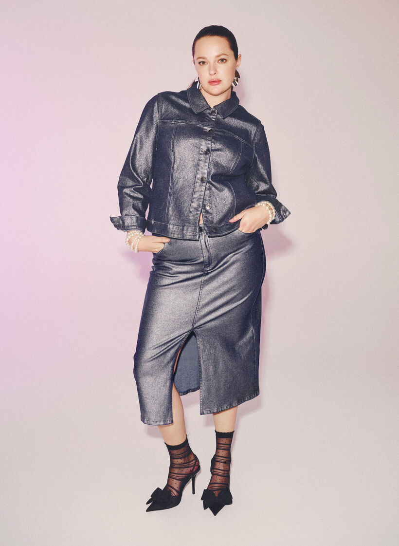 Zilverkleurige midi-rok, Gun Sliver, Image image number 0