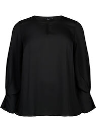 Effen blouse met lange mouwen, Black