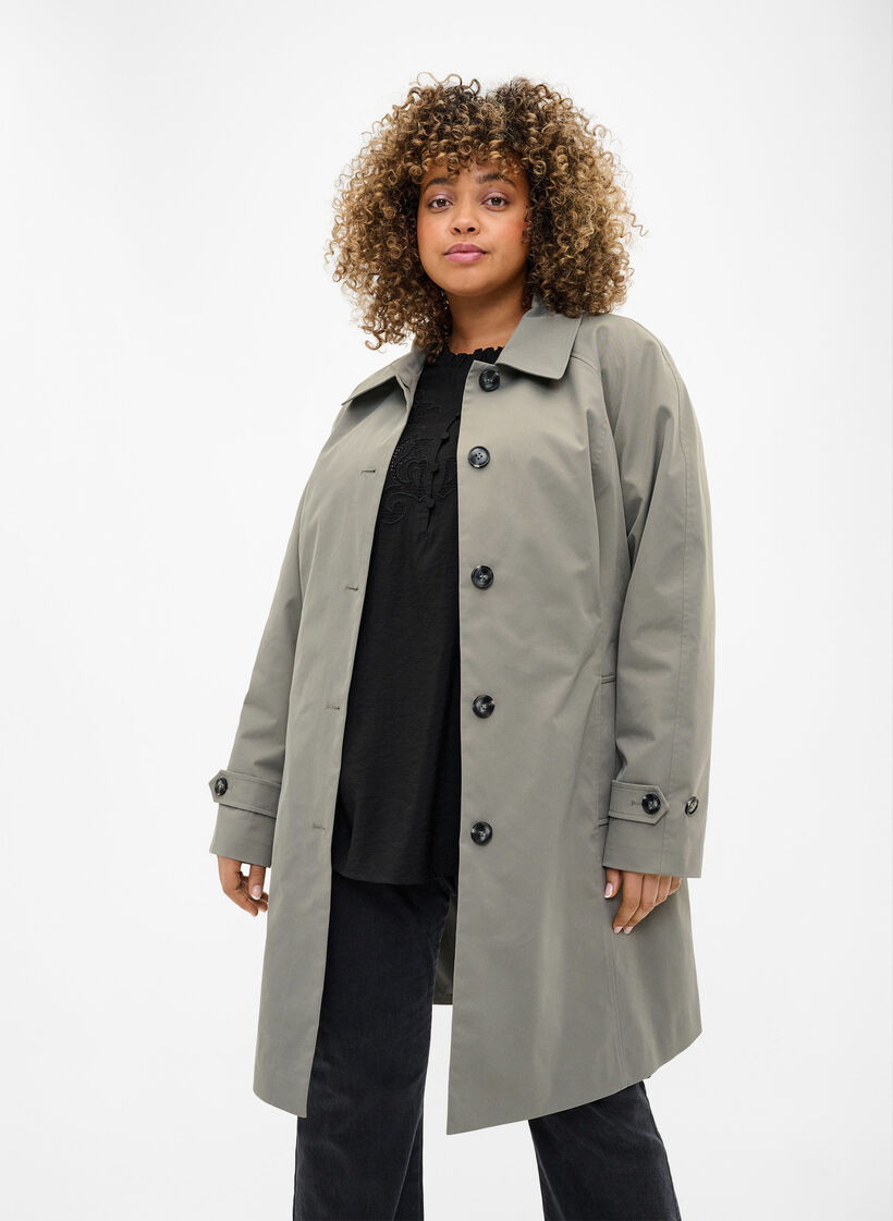 Trenchcoat met zakken en riem, Sea Spray, Model image number 2