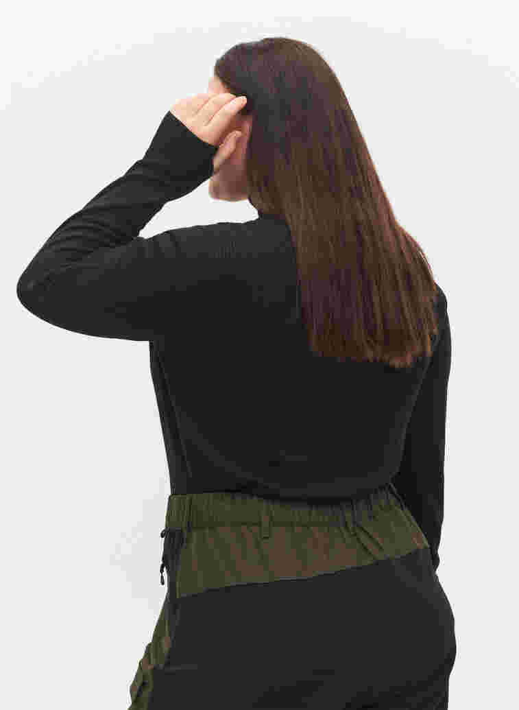 Bamboe gebreide blouse met hoge hals en rits, Black, Model image number 1