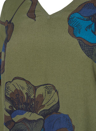 Viscose blouse met lange mouwen en bloemenprint	, Green Big Flower, Packshot image number 2