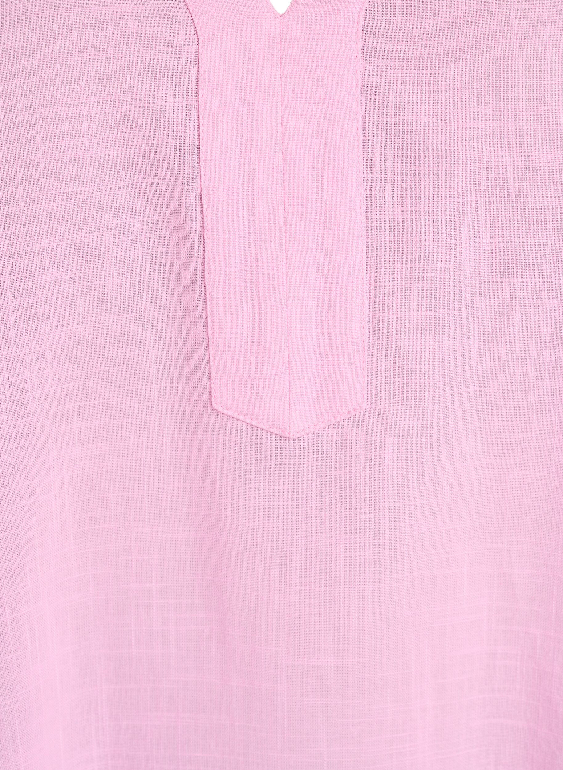 ZizziKatoenen tuniek met V-hals, Roze, Packshot image number 2