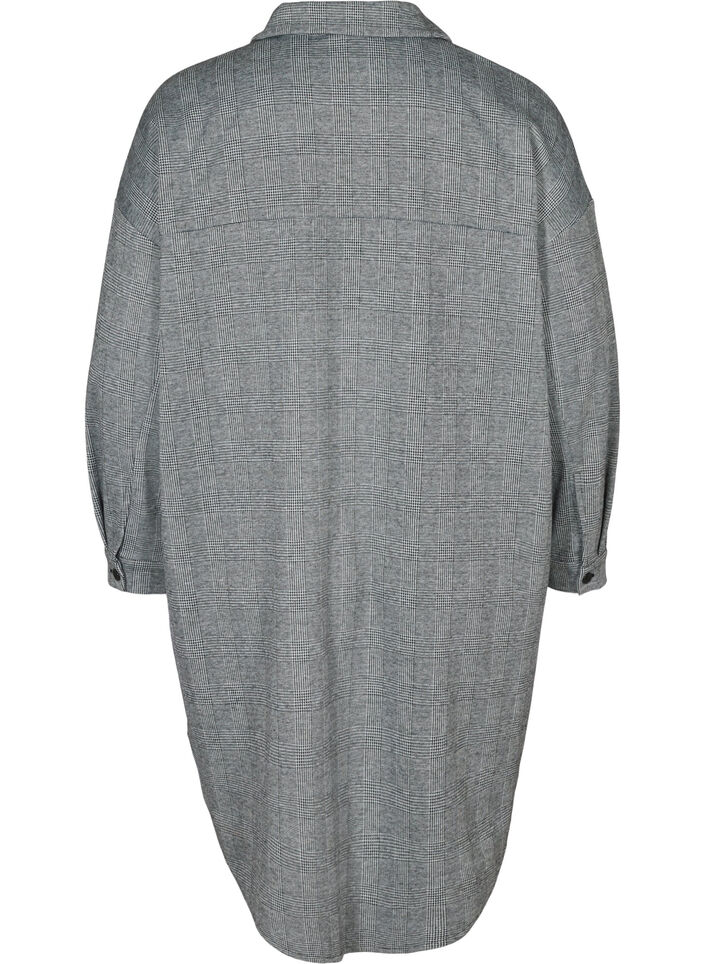 Lange geruite blouse met borstzakken, Black Check , Packshot image number 1