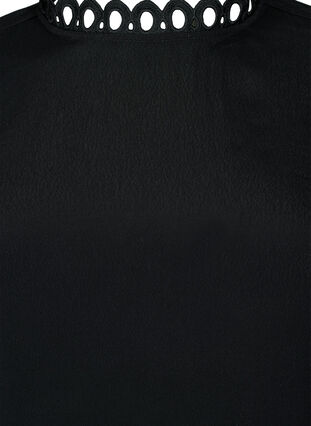 Viscose blouse met crochet mouwen, Black, Packshot image number 2