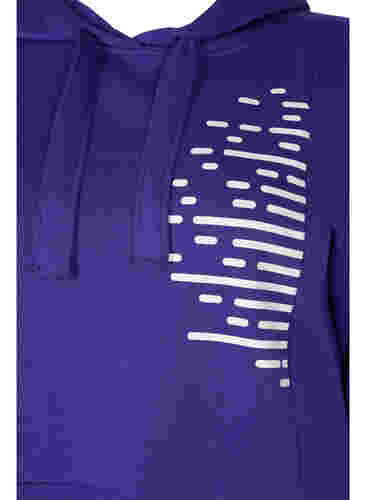Lang sweatshirt met capuchon en zakken, Deep Blue, Packshot image number 2