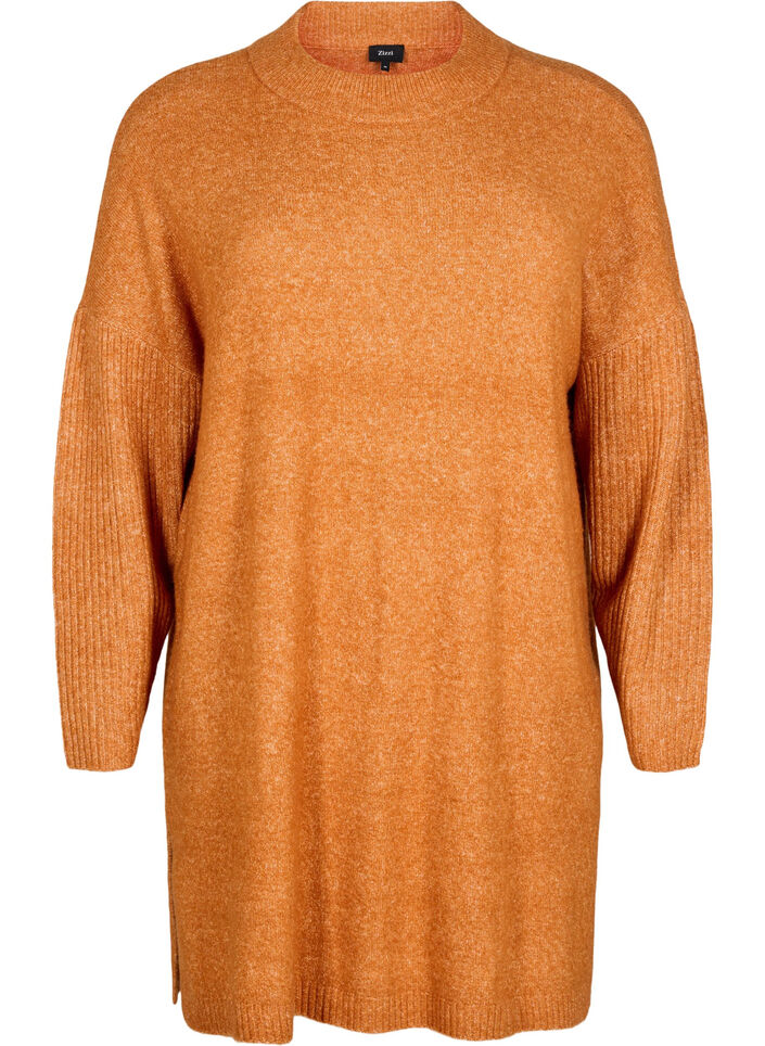 Lange gebreide blouse met lange mouwen, Autumnal Mel., Packshot image number 0