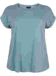 T-shirt met korte mouwen van katoenmix, Smoke Blue