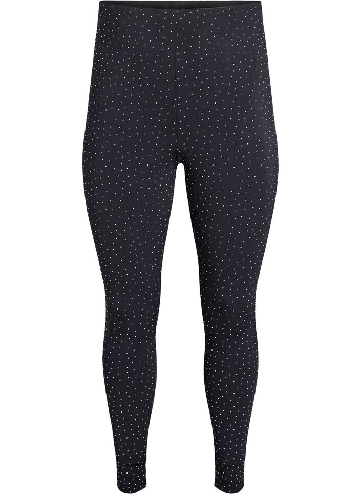 Leggings met rhinestones, Zwart, Packshot image number 0