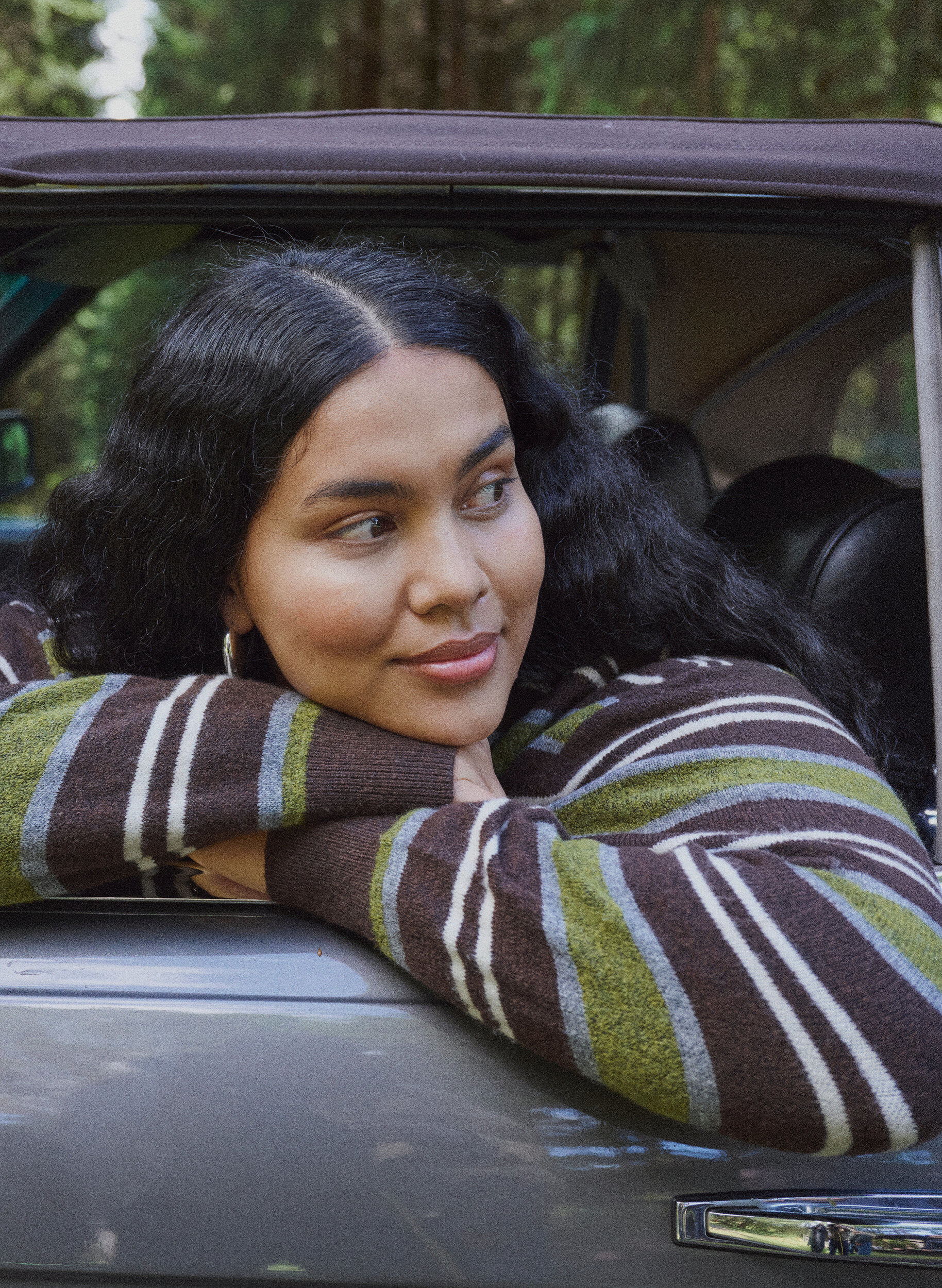 Gebreide blouse met strepen en polokraag