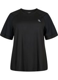 Trainings-T-shirt met korte mouwen en ronde hals, Black, Packshot