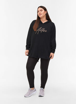 Sweatshirt met capuchon en verstelbare onderkant, Black, Model image number 2