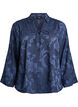 Blouse met V-hals en geweven textuurpatroon, Blauw, Packshot image number 0