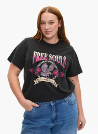 BIC COTTON T-shirt met Eagle motief, Grey Free Souls, Model