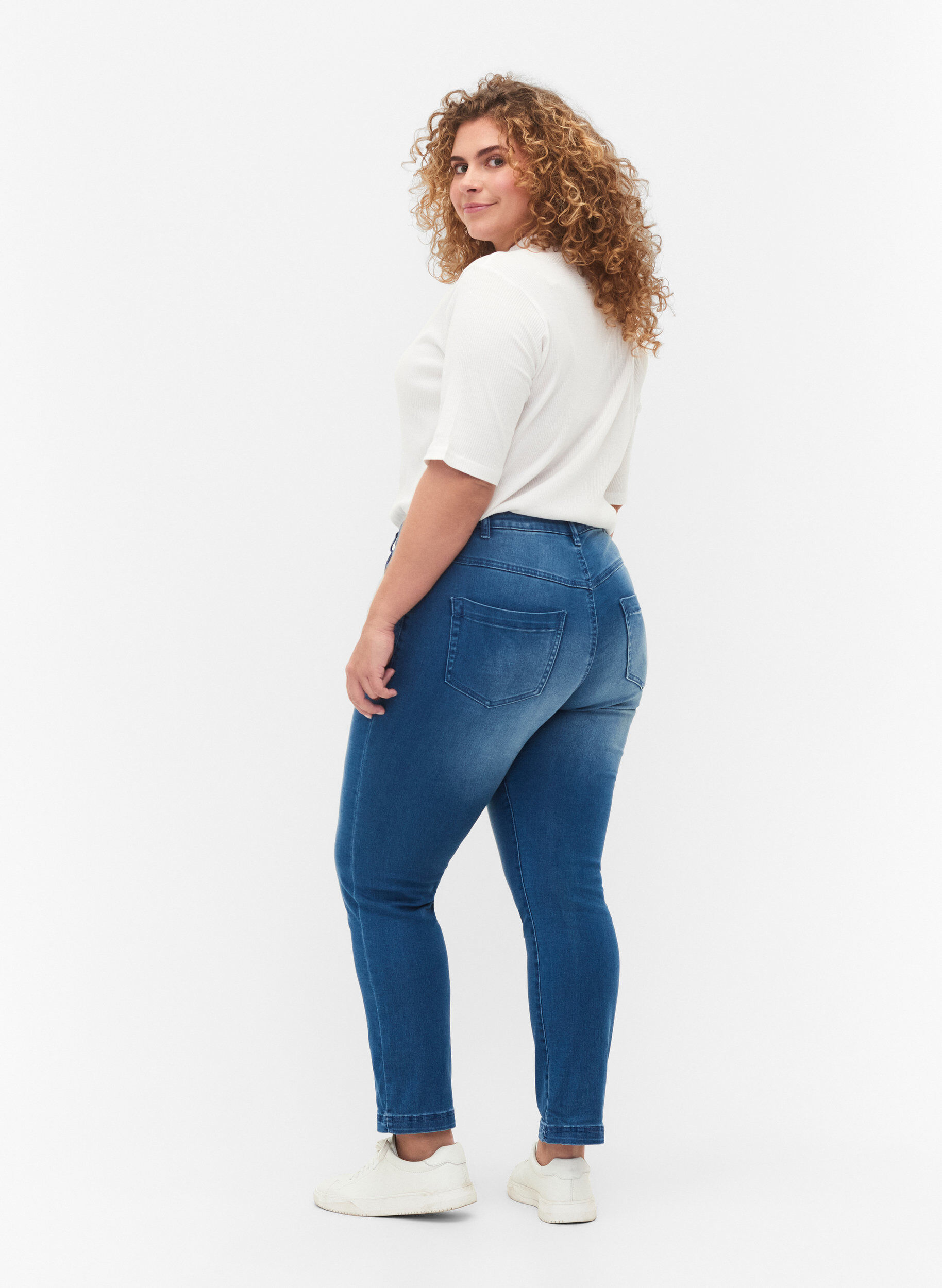 Zizzi Slim fit Emily jeans met normale taille, Blauw, Model image number 1