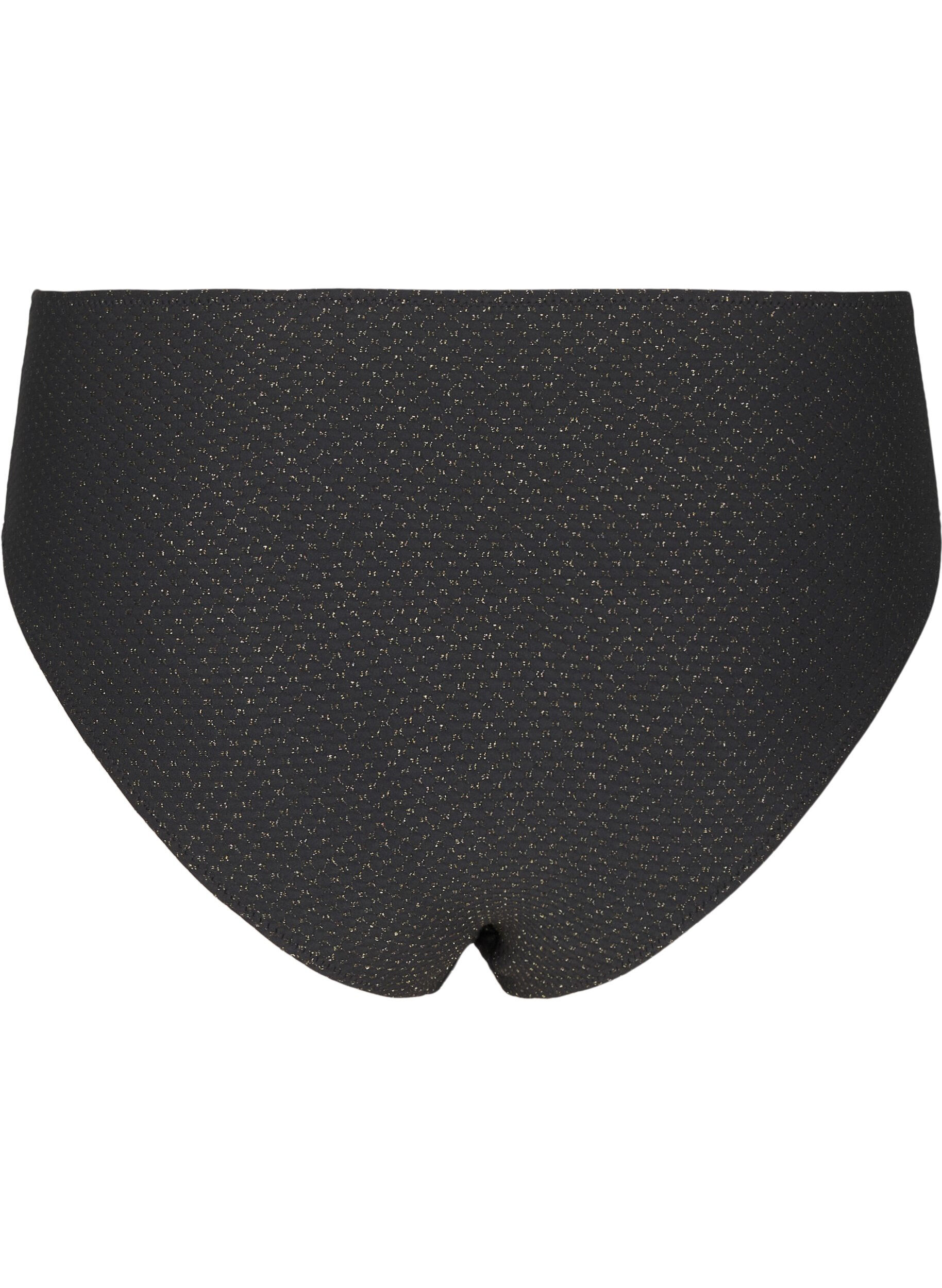 Zizzi Bikinibroekje met glitter en een tai-snit, Zwart, Packshot image number 1