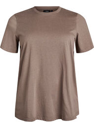 Basic katoenen T-shirt met ronde hals, Bruin