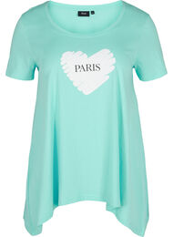 Katoenen t-shirt met korte mouwen en a-lijn, Aqua Sky PARIS