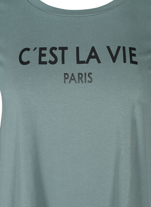Katoenen t-shirt met korte mouwen en print, Balsam Green PARIS, Packshot image number 2
