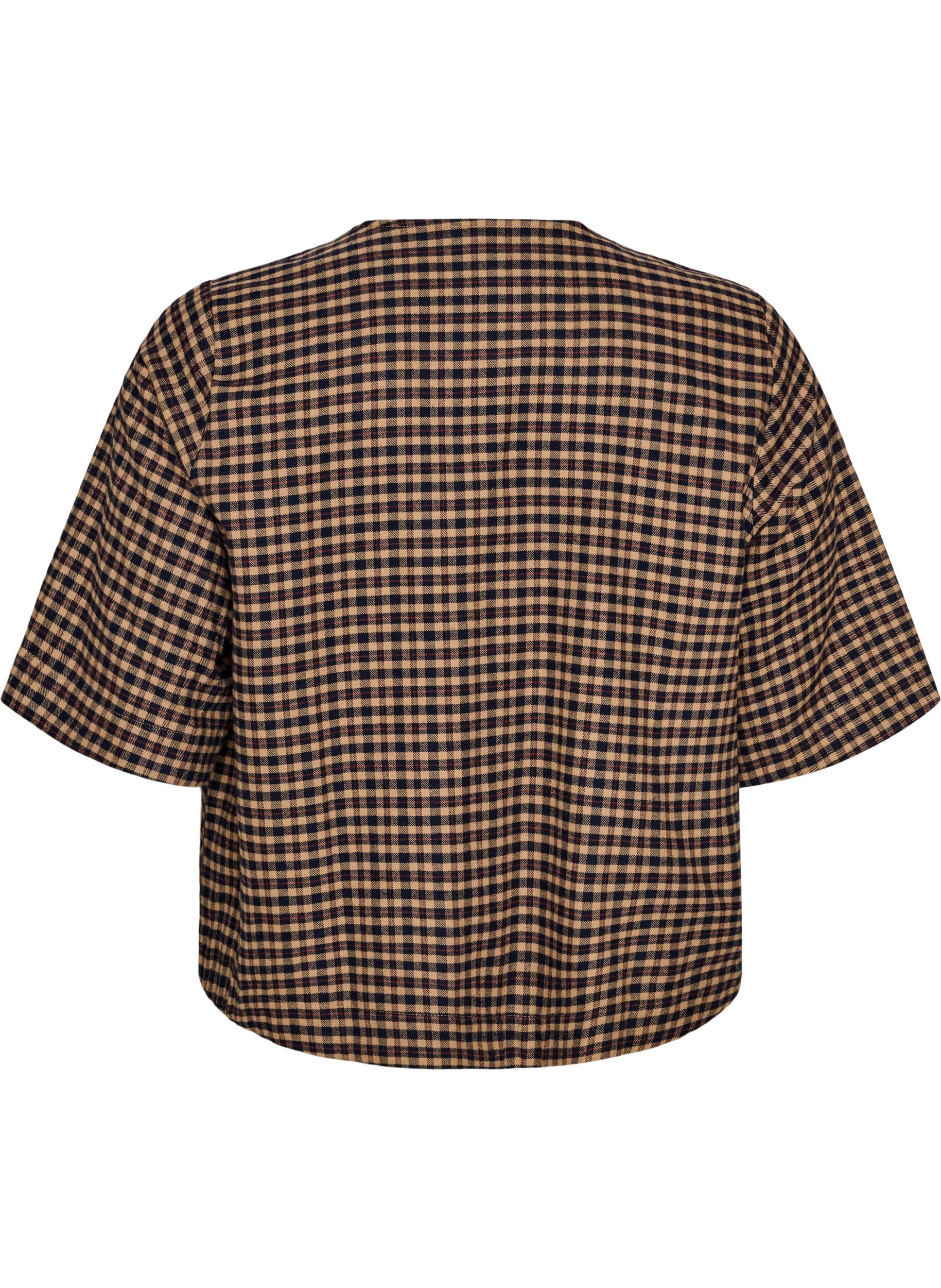 ZizziGeruite blouse met borstzakken, Bruin, Packshot image number 1