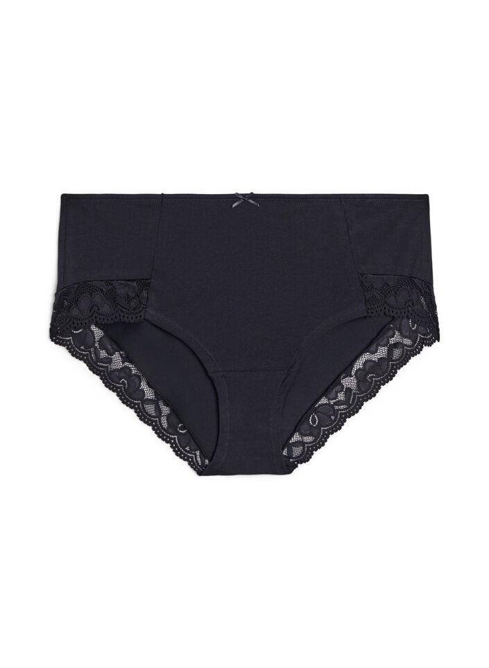Set van 3 hipster slips met kanten rand, Zwart, Packshot image number 2