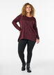Luipaardprint blouse met lange mouwen, Donker Bordeaux, Model image number 1