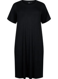 Taillejurk van viscose ribkwaliteit met korte mouwen, Black