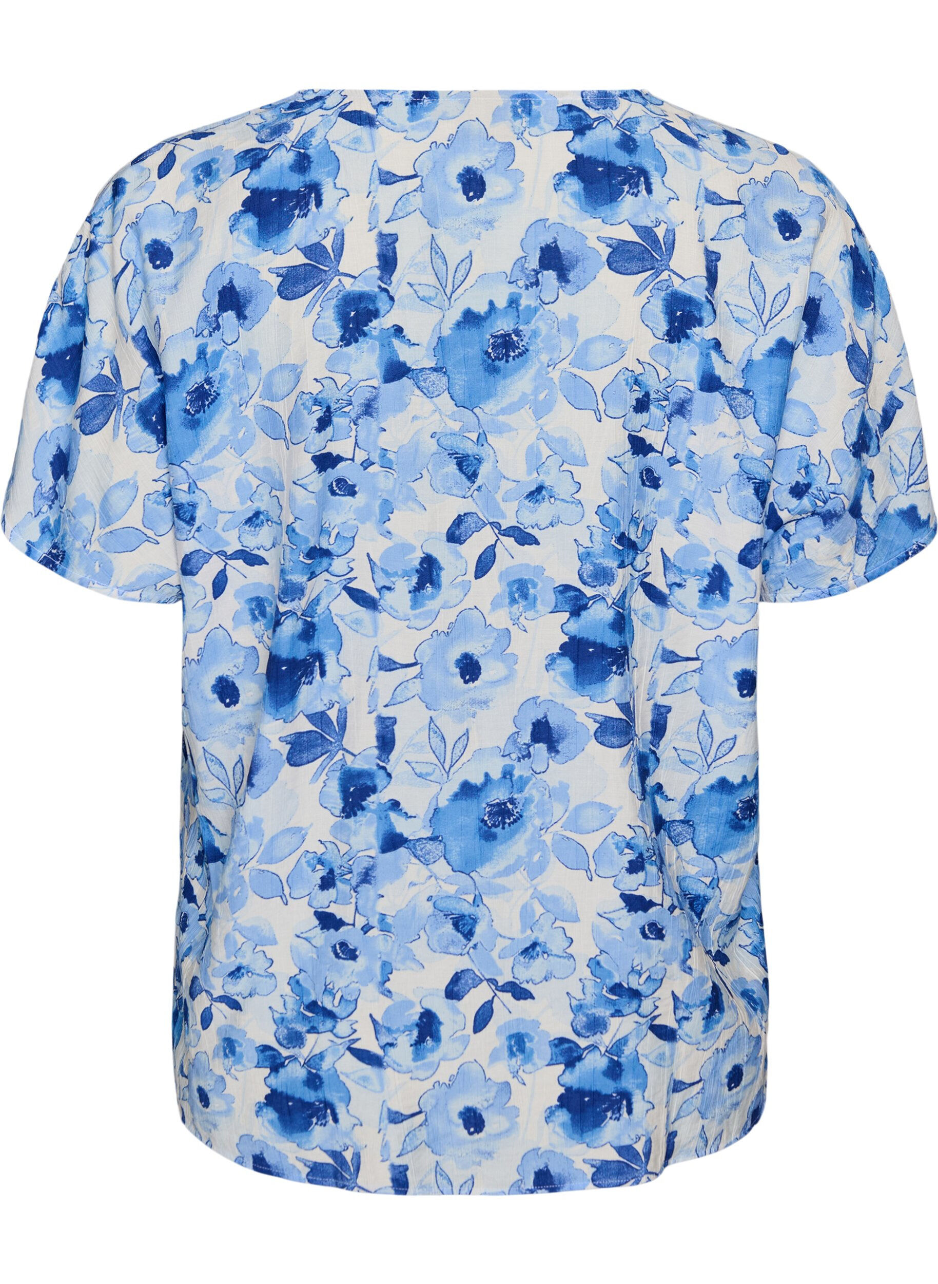 Zizzi Viscose blouse met geplooide mouwen, Blauw, Packshot image number 1
