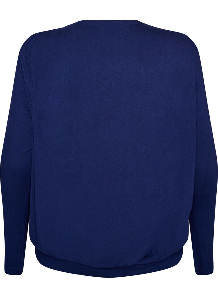 Blouse met boothals en ballonpasvorm, Blauw, Packshot image number 1