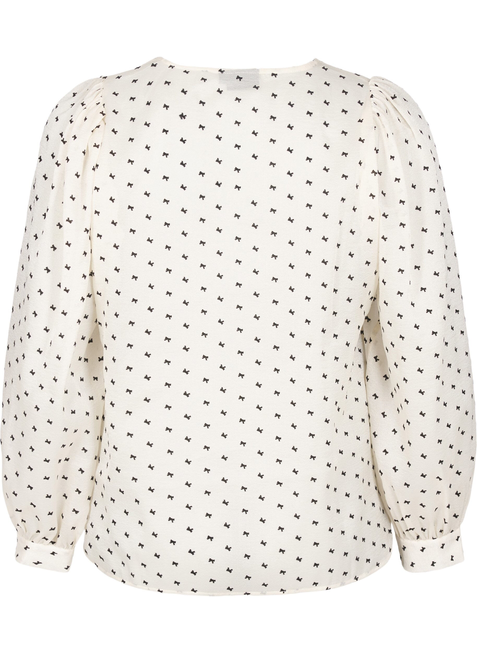 Zizzi Blouse met strikdetails en strikken, Ecru w Bow, Packshot image number 1
