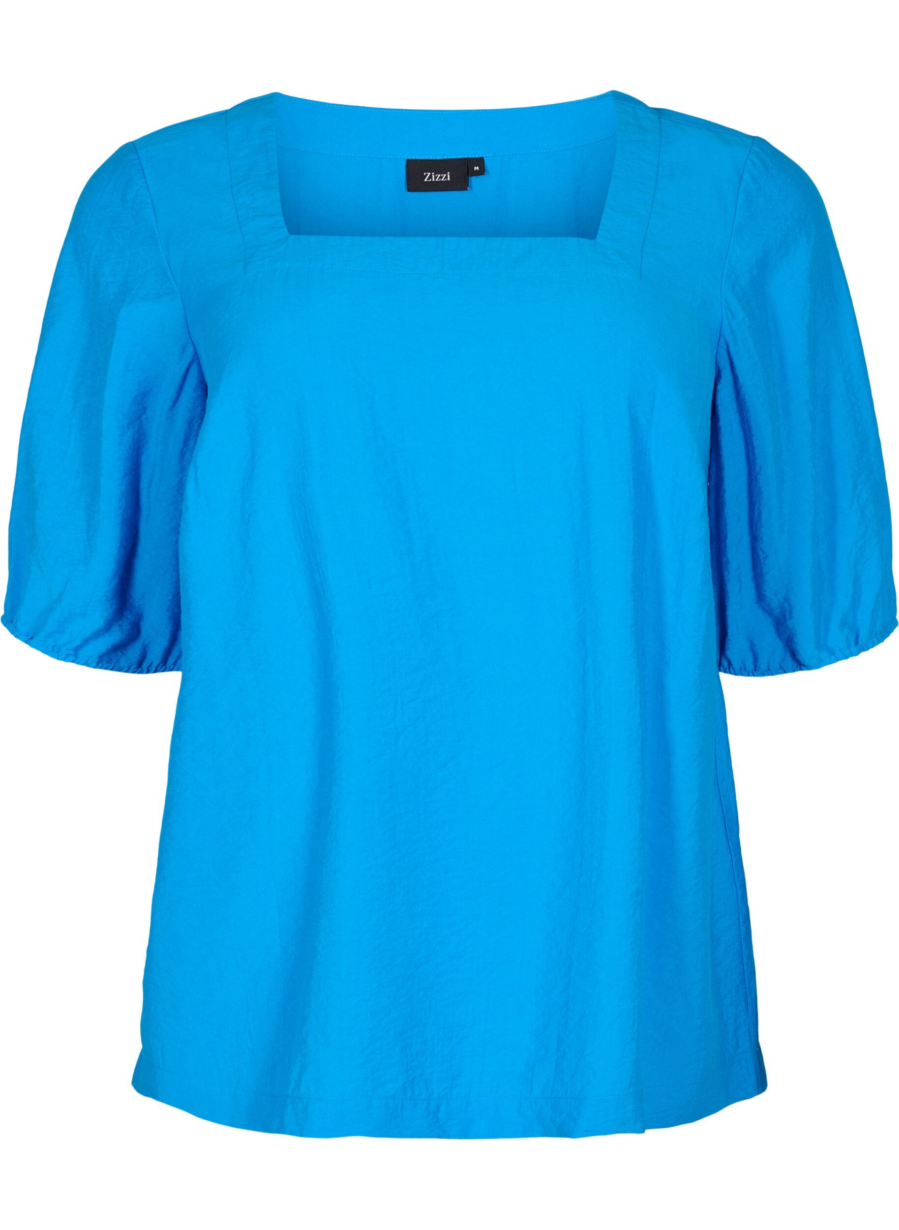 Zizzi Top met ballonmouwen, Indigo Bunting, Packshot image number 0