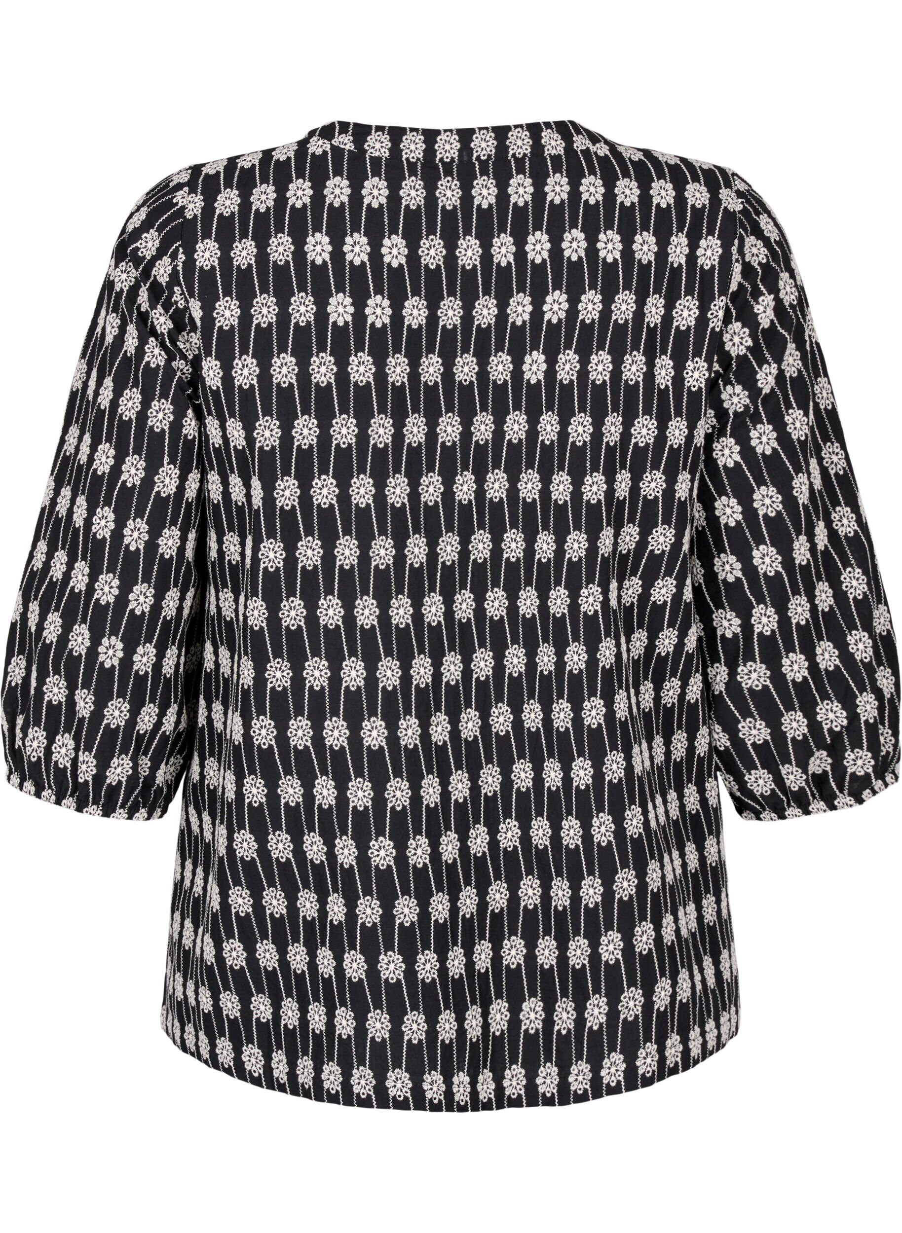 Zizzi Katoenen overhemdblouse met bloemenpatroon, Black, Packshot image number 1