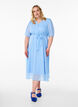 Midi jurk met V-hals en striksluiting, Blauw, Model image number 0