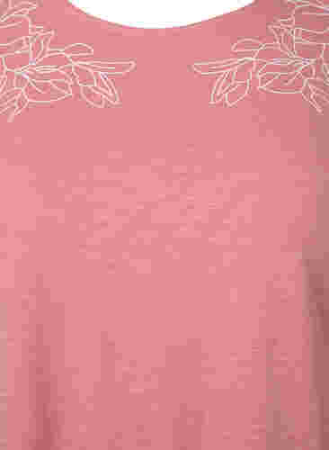 Katoenen t-shirt met bladprint, Old Rose W. Leaf, Packshot image number 2