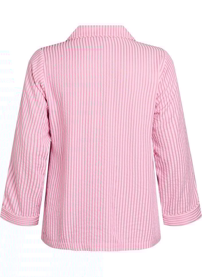 Seersucker-pyjamahemd met lange mouwen, Roze, Packshot image number 1