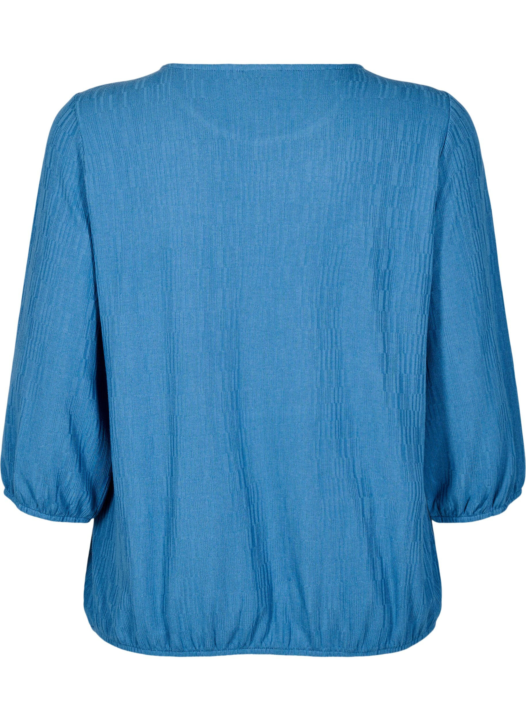 Zizzi Blouse met textuur en 3/4 mouwen, Blauw, Packshot image number 1