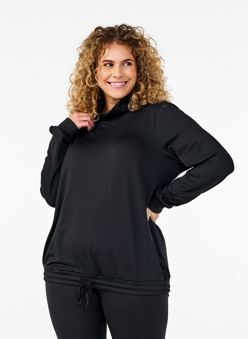 Workout top met hoge hals, Black, Image image number 0