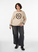 Trui met logo en contrasterende strepen, Beige, Model image number 1