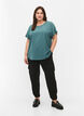 Blouse met korte mouwen en een ronde halslijn, Groen, Model image number 1