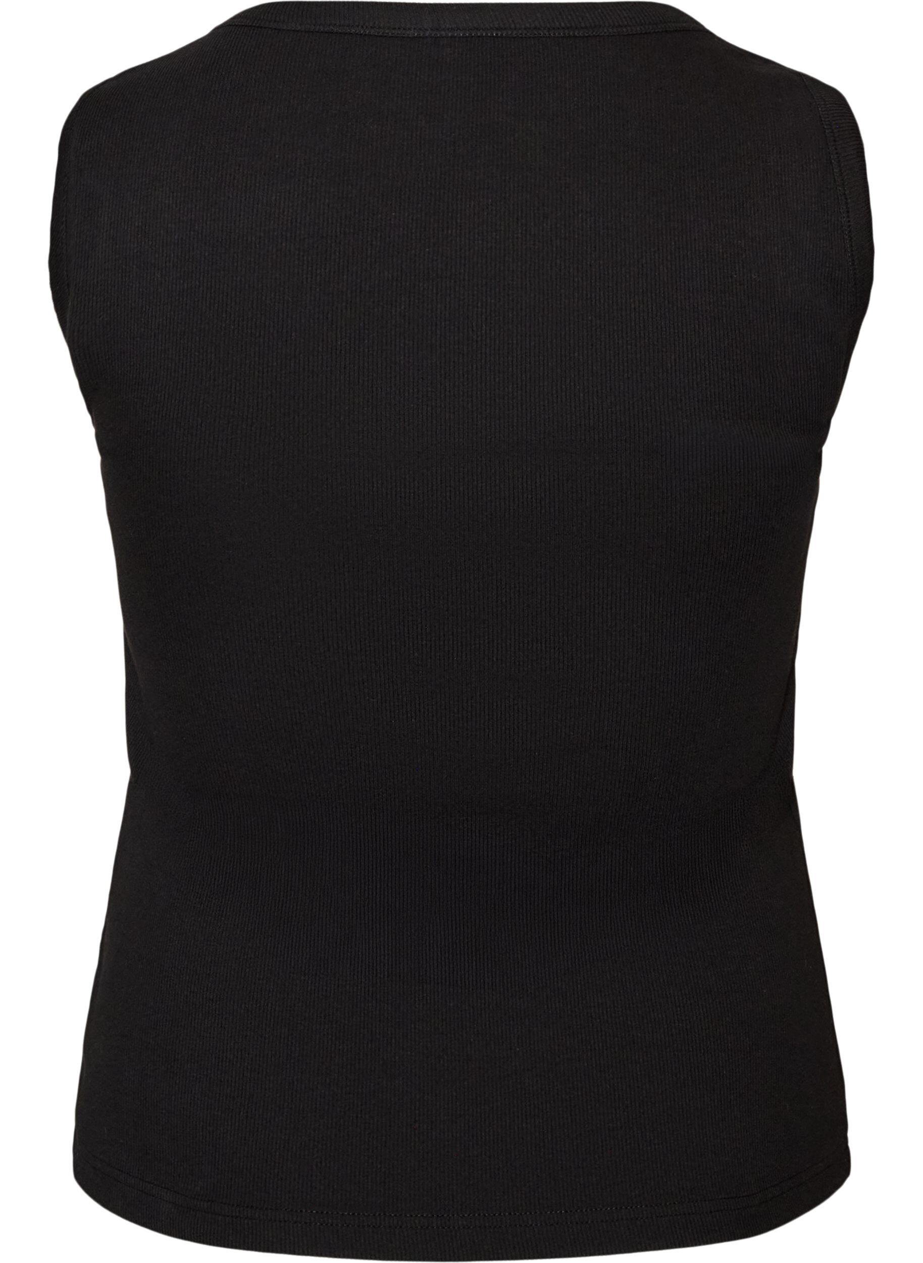 ZizziRib top with square neckline, Black, Packshot image number 1