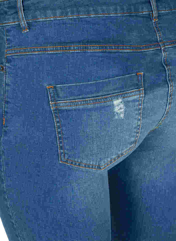 Denim shorts met zakken en ruwe rant, Blue denim, Packshot image number 3